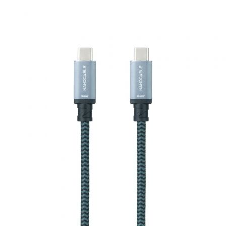 Cable USB 3.1 Tipo-C Nanocable 10.01.4101-L150-COMB/ USB Tipo-C Macho - USB Tipo-C Macho/ Hasta 100W/ 10Gbps/ 1.5m/ Gris y Negro - Frikibase
