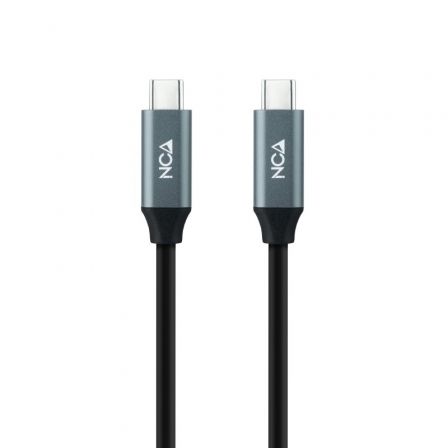 Cable USB 3.2 Nanocable 10.01.4302/ USB Tipo-C Macho - USB Tipo-C Macho/ Hasta 100W/ 20Gbps/ 2m/ Gris y Negro - Frikibase
