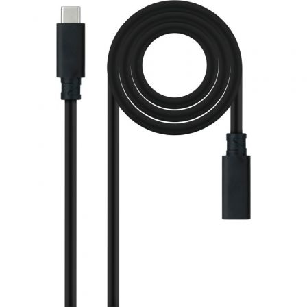 Cable Alargador USB Tipo-C 3.2 Nanocable 10.01.4500/ USB Tipo-C Macho - USB Tipo-C Hembra/ 50cm/ Negro - Frikibase