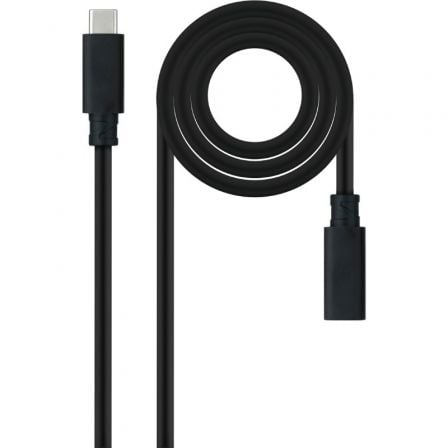 Cable Alargador USB Tipo-C 3.2 Nanocable 10.01.4501/ USB Tipo-C Macho - USB Tipo-C Hembra/ 1m/ Negro - Frikibase