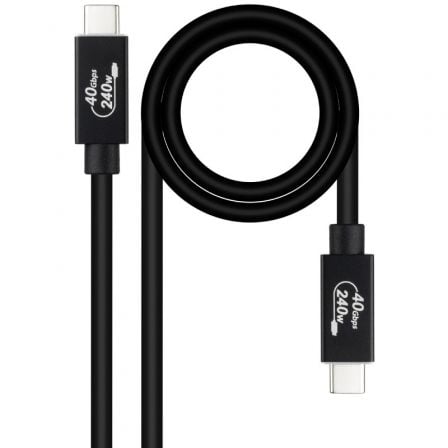 Cable USB 4.0 Nanocable 10.01.5002/ USB Tipo-C Macho - USB Tipo-C Macho/ Hasta 240W/ 40Gbps/ 1.8m/ Negro - Frikibase