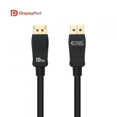 Cable DisplayPort 1.4 8K Nanocable 10.15.2502/ DisplayPort Macho - DisplayPort Macho/ 2m/ Certificado/ Negro - Frikibase