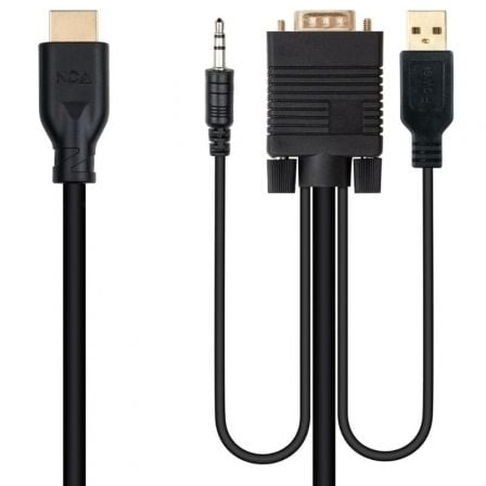 Cable Conversor Nanocable 10.15.4612/ HDMI Macho - VGA Macho/ Jack 3.5 Macho/ USB Macho/ 1.8m/ Negro - Frikibase