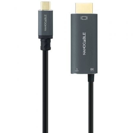 Cable Conversor Nanocable 10.15.5182/ USB Tipo-C Macho - HDMI 8K Macho/ USB Tipo-C Hembra/ Hasta 100W/ 1.8m/ Negro - Frikibase