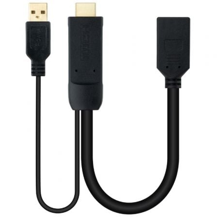 Cable Conversor Nanocable 10.16.0205/ HDMI Macho - DisplayPort Hembra/ 20cm/ Negro - Frikibase