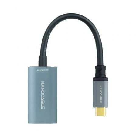 Conversor Nanocable 10.16.4104-G/ USB Tipo-C Macho - DisplayPort Hembra/ 15cm/ Gris - Frikibase