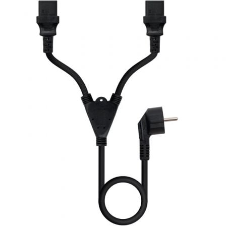 Cable Alimentación Nanocable 10.22.0100-L300/ Schuko Macho - 2 x C13 Hembra/ 3m/ Negro - Frikibase