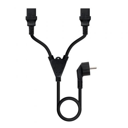 Cable Alimentación Nanocable 10.22.0100/ Schuko Macho - 2 x C13 Hembra/ 1.8m/ Negro - Frikibase