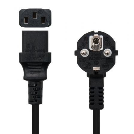 Cable Alimentación Nanocable 10.22.0103/ Schuko Macho - C13 Hembra/ 3m/ Negro - Frikibase