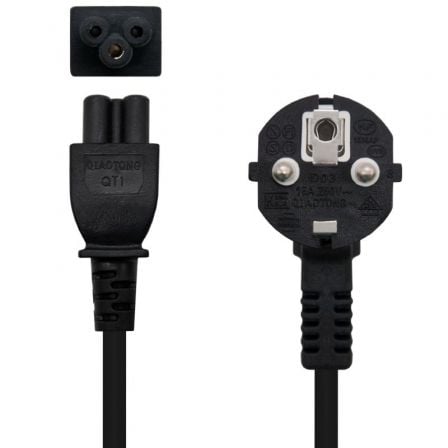 Cable Alimentación Trébol Nanocable 10.22.0302-L300/ Schuko Macho - C5 Hembra/ 3m/ Negro - Frikibase