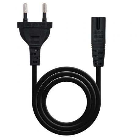 Cable Alimentación Forma 8 Nanocable 10.22.0402-L200/ CEE7/16 Macho - C7 Hembra/ 2m/ Negro - Frikibase
