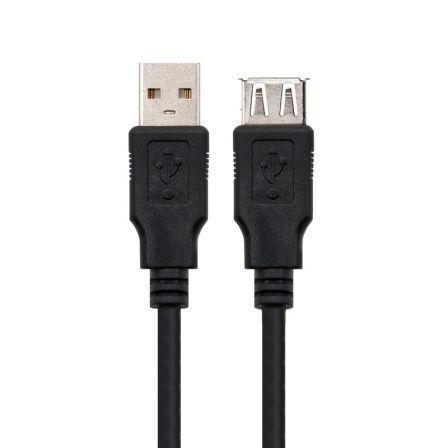 Cable Alargador USB Nanocable 10.01.0204-BK/ USB Macho - USB Hembra/ 3m/ Negro - Frikibase