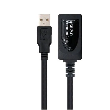 Cable Alargador USB 2.0 Nanocable 10.01.0211/ USB Macho - USB Hembra/ 5m/ Negro - Frikibase