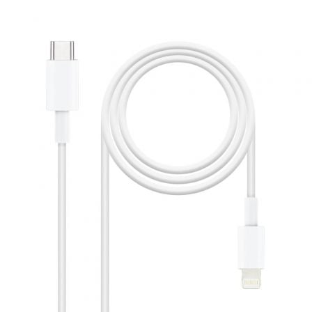 Cable USB 2.0 Tipo-C Lightning Nanocable 10.10.0600/ USB Tipo-C Macho - Lightning Macho/ 50cm/ Blanco - Frikibase