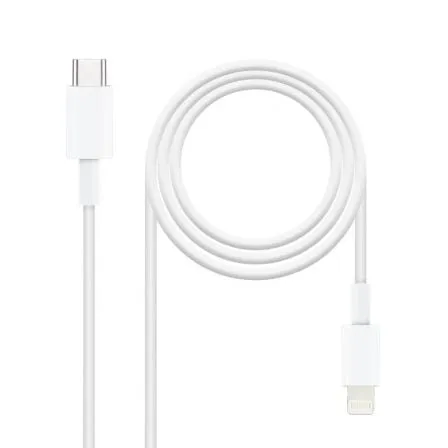 Cable USB 2.0 Tipo-C Lightning Nanocable 10.10.0602/ USB Tipo-C Macho - Lightning Macho/ 2m/ Blanco - Frikibase