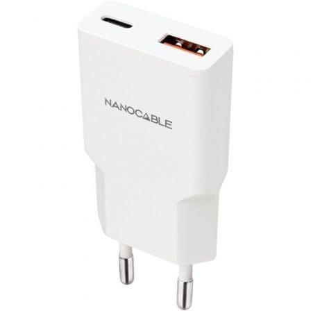 Cargador de Pared Nanocable 10.10.2022/ 1xUSB Tipo-C/ 1xUSB/ 20W/ Blanco - Frikibase