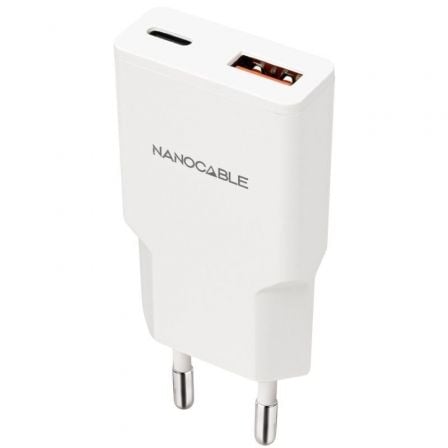 Cargador de Pared Nanocable 10.10.2028/ 1xUSB Tipo-C/ 1xUSB Macho/ 30W/ Blanco - Frikibase