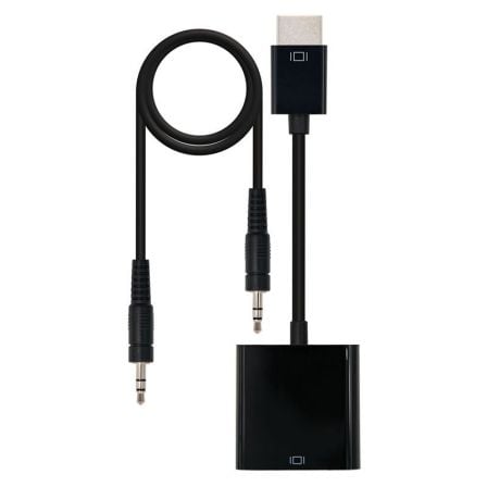 Conversor Nanocable 10.16.2001-BK/ HDMI Macho - VGA Hembra/ Jack 3.5 Hembra/ 10cm/ Negro - Frikibase