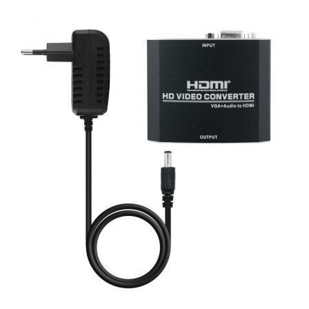 Conversor Nanocable 10.16.2101-BK/ HDMI Hembra - VGA Hembra/ Jack 3.5 Hembra/ 15cm/ Negro - Frikibase