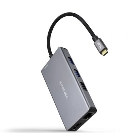 Docking Tipo-C Nanocable 10.16.1009/ 3xUSB/ 2xHDMI 4K/ 1xRJ45/ 1xLector tarjetas/ 1xUSB Tipo-C PD/ Gris - Frikibase