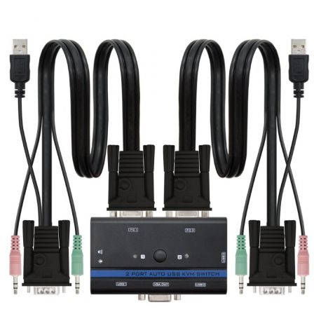 KVM Switch Nanocable 10.12.0001/ PC - CPU: 2 VGA + 2 USB + 4 JACK 3.5 / CONSOLA: 2 USB + VGA + 2 JACK 2.5/ 1.4m - Frikibase