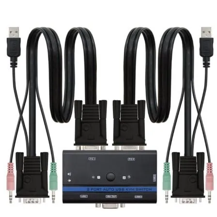 KVM Switch Nanocable 10.12.0001/ PC - CPU: 2 VGA + 2 USB + 4 JACK 3.5 / CONSOLA: 2 USB + VGA + 2 JACK 2.5/ 1.4m - Frikibase