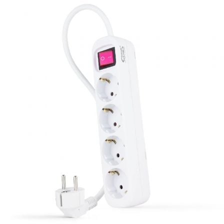Regleta con Interruptor Nanocable 10.37.0004/ 4 Tomas de Corriente/ Cable 1.4m/ Blanca - Frikibase