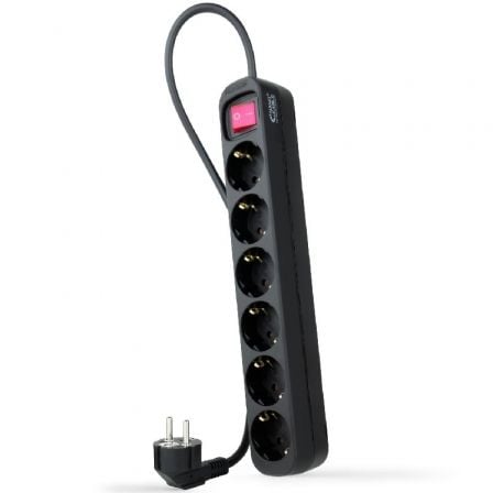 Regleta con Interruptor Nanocable 10.37.0006-BK/ 6 Tomas de Corriente/ Cable 1.4m/ Negro - Frikibase