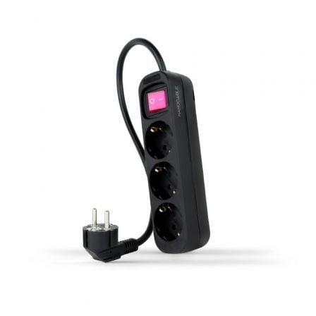 Regleta con Interruptor Nanocable 10.38.0003-BK/ 3 Tomas de Corriente/ Cable 1.4m/ Negra - Frikibase