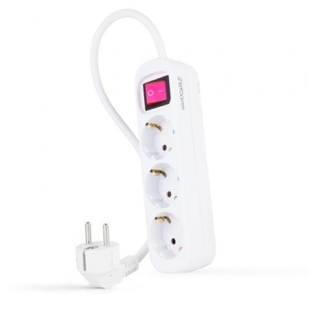 Regleta con Interruptor Nanocable 10.38.0003/ 3 Tomas de Corriente/ Cable 1.4m/ Blanca - Frikibase
