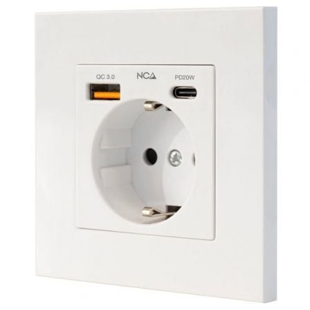 Roseta de Pared Nanocable 10 35 0011/ 1 Schuko/ 1 USB Tipo-C/ 1 USB - Frikibase
