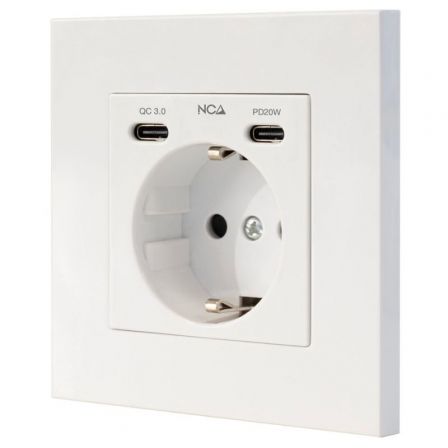 Roseta de Pared Nanocable 10 35 0012/ 1 Schuko/ 2 USB - Frikibase