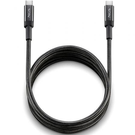 Cable USB 2.0 Tipo-C NGS KNOT/ USB Tipo-C Macho - USB Tipo-C Macho/ Hasta 100W/ 480Mbps/ 3m/ Negro - Frikibase