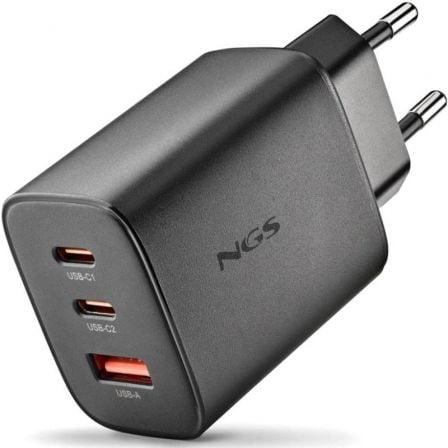Cargador de Pared GaN NGS Era 65W/ 2xUSB Tipo-C/ 1xUSB/ 65W - Frikibase