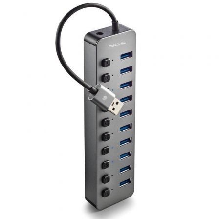Hub USB NGS IHUB10/ 10xUSB 3.0/ Gris - Frikibase