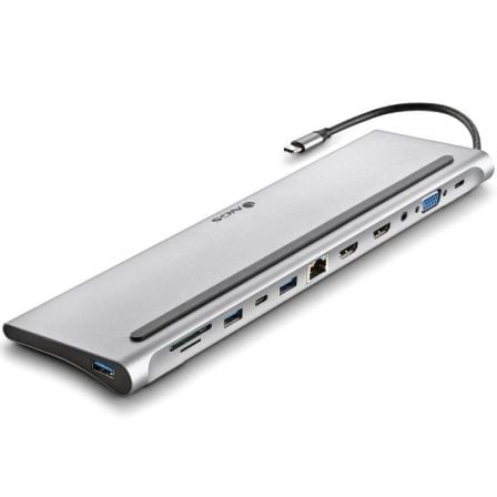 Docking USB Tipo-C NGS WonderDock12/ 3xUSB/ 2xHDMI 4K/ 1xVGA/ 1xRJ45/ 1xLector de Tarjetas/ 1xJack 3.5/ 1xUSB Tipo-C PD/ Gris - Frikibase