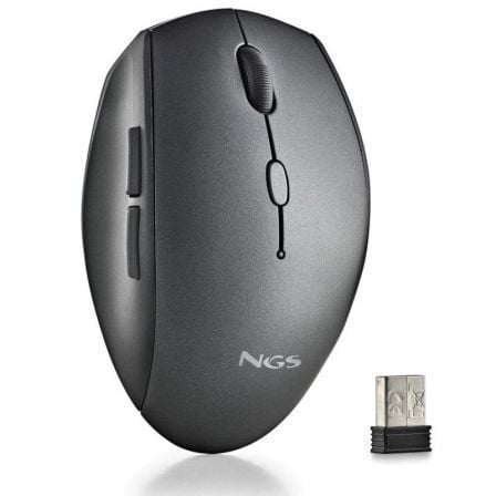 Ratón Inalámbrico NGS Bee Black/ Hasta 1600 DPI - Frikibase