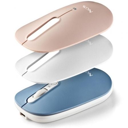 Ratón Inalámbrico NGS Shell-RB/ Batería recargable/ Hasta 1600 DPI/ Azul/ Blanco/ Rosa - Frikibase