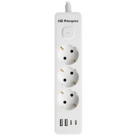 Regleta con Interruptor Orbegozo EN 3100/ 3 Tomas de Corriente/ 2 USB/ 2 USB Tipo-C/ Cable 1.4m/ Blanca - Frikibase