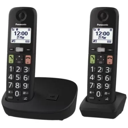 Teléfono Inalámbrico Panasonic KX-TGU112EXB/ Pack DUO/ Negro - Frikibase