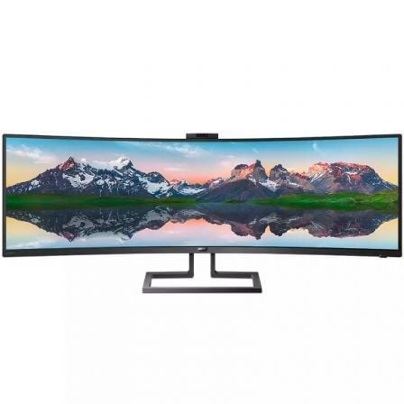 Monitor Profesional Ultrapanorámico Curvo Philips 499P9H 48.8"/ Dual QHD/ Webcam/ Multimedia/ Regulable en altura/ Negro - Frikibase