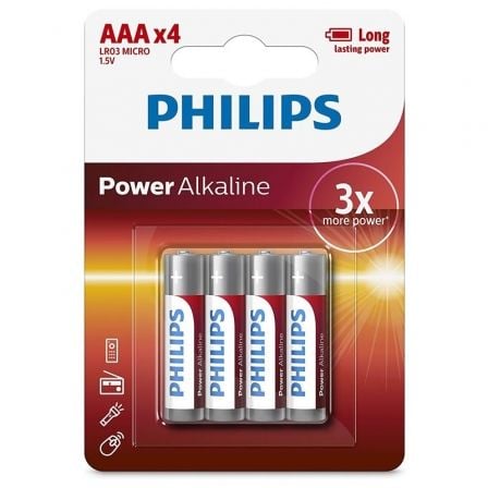 Pack de 4 Pilas AAA Philips LR03P4B/05/ 1.5V/ Alcalinas - Frikibase
