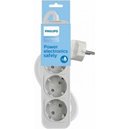 Regleta con Interruptor Philips CHP2134W/12/ 3 Tomas de corriente/ Cable 1.5m/ Blanco - Frikibase