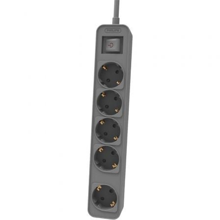 Regleta con Interruptor Philips CHP2154G/12 5 Tomas de corriente/ Cable 1.5m/ Gris - Frikibase