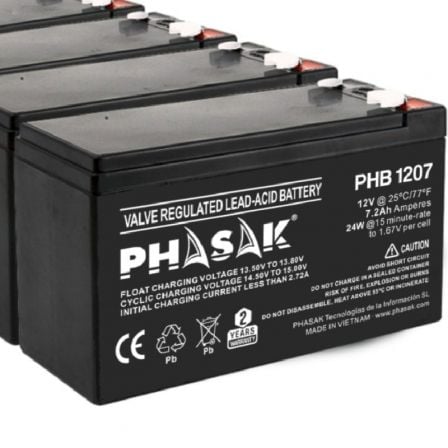 Batería Phasak PHB 1207 compatible con SAI/UPS PHASAK según especificaciones - Frikibase