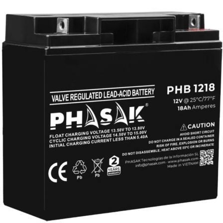 Batería Phasak PHB 1218 compatible con SAI/UPS PHASAK según especificaciones - Frikibase