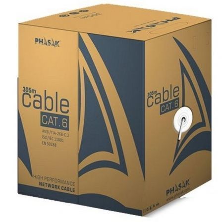 Bobina de Cable RJ45 UTP Phasak PHR 6302 Cat.6/ 305m/ Gris - Frikibase