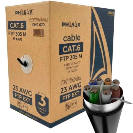 Bobina de Cable RJ45 FTP Phasak PHR 670 Cat.6/ 305m/ Gris Oscuro - Frikibase