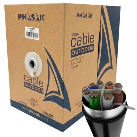 Bobina de Cable RJ45 FTP Phasak PHR 671 Cat.6/ 100m - Frikibase
