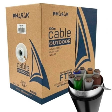 Bobina de Cable RJ45 FTP Phasak PHR 681 Cat.6A/ 100m/ Gris - Frikibase